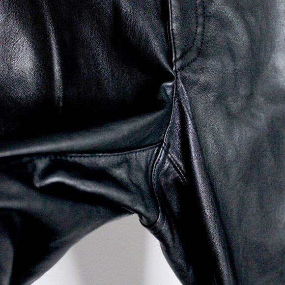 Riani Designer Black Faux Leather Pants Size 12 - Picture 10 of 16